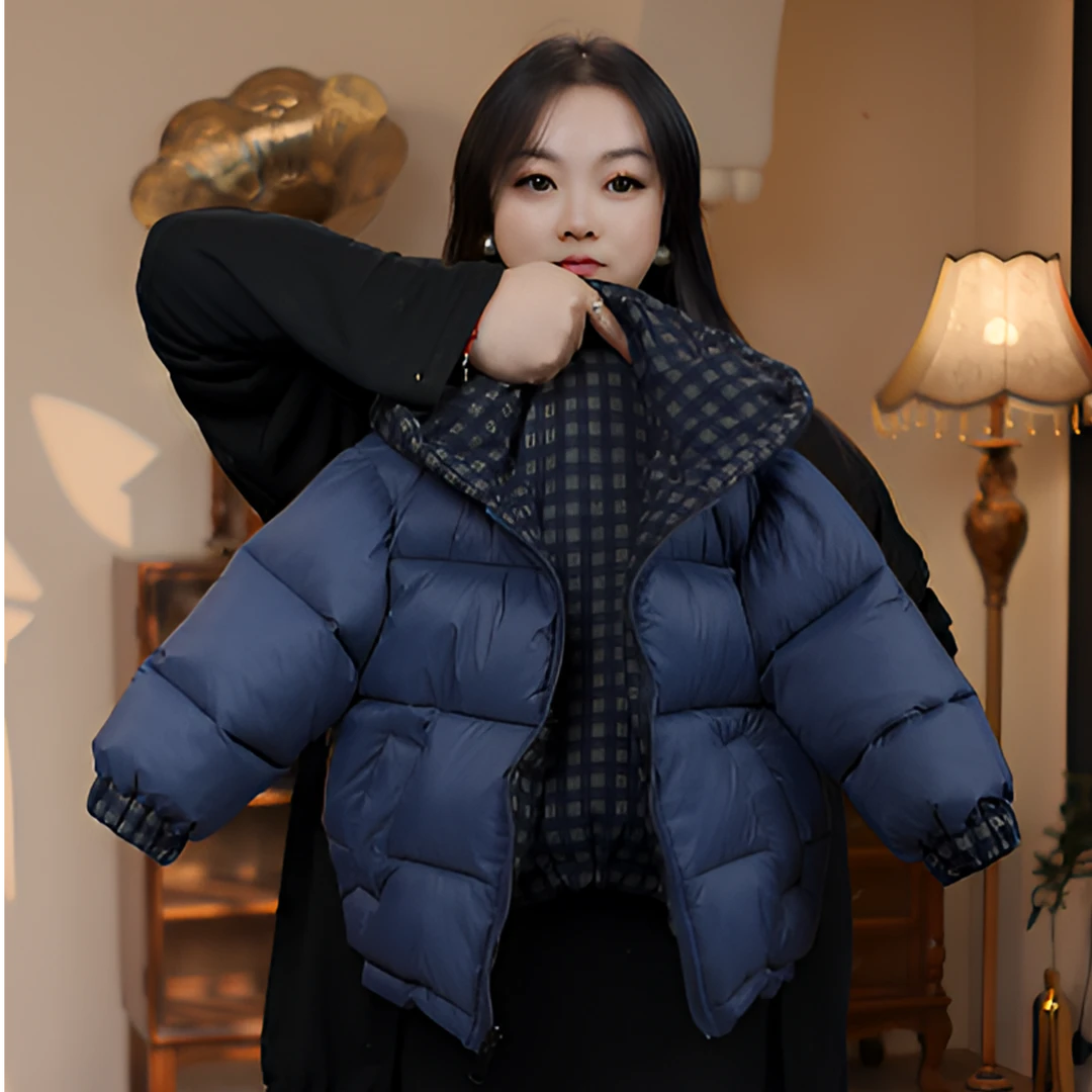 双面穿亲子款抗寒棉服深冬姐弟款儿童加厚格子棉衣2025冬季新款