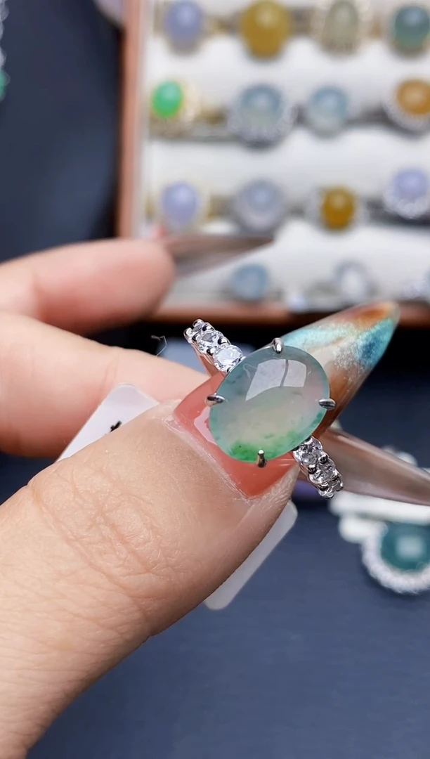 银S925镶嵌戒指翡翠1273