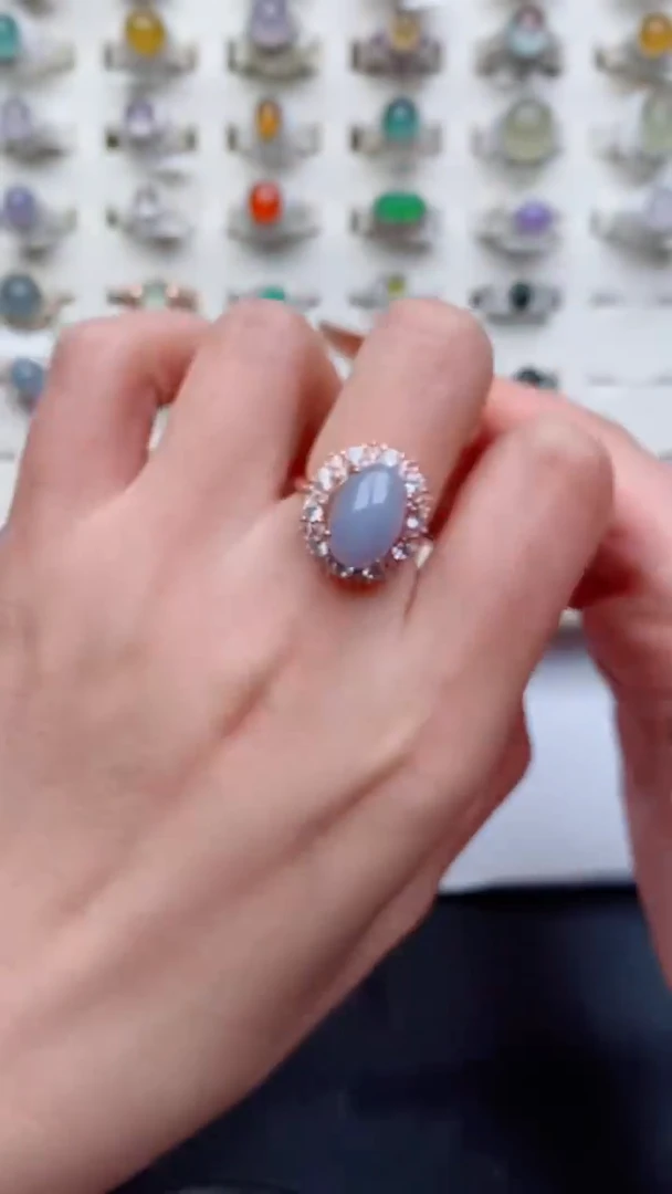 银S925镶嵌戒指翡翠...