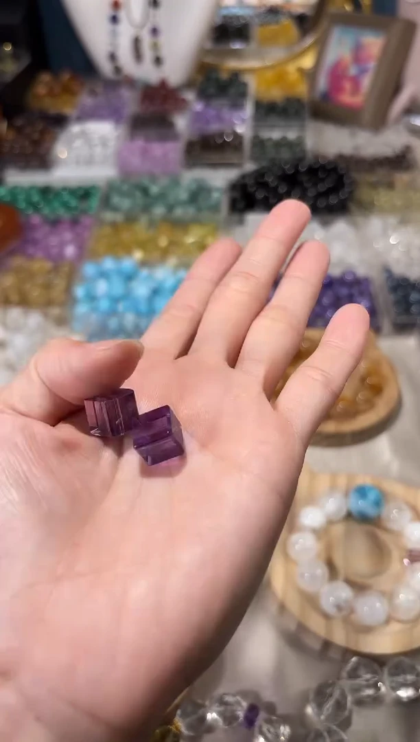 水晶手串未镶嵌C40紫水晶方糖卡11单颗