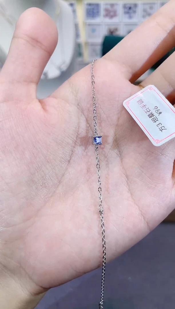 手链银S925镶嵌坦桑石天然宝石