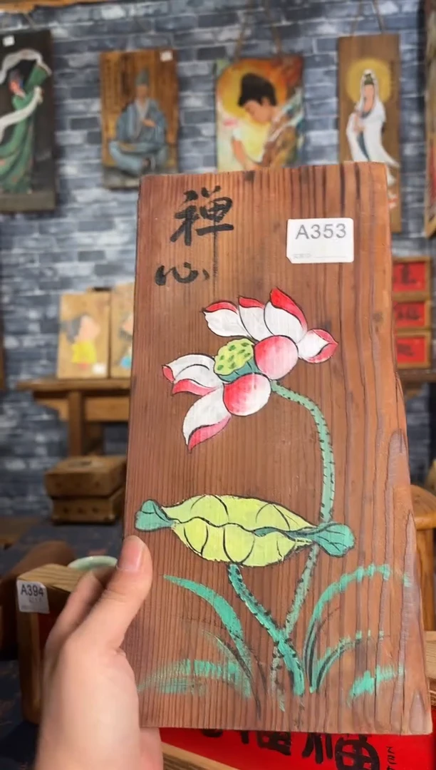 风化老门板丙烯画