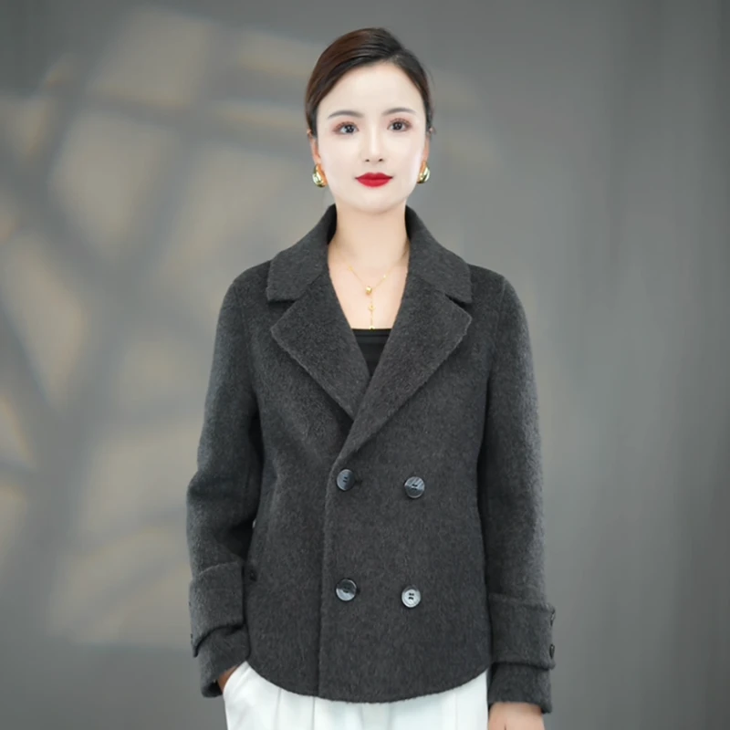 【100%纯羊毛】春季新款气质百搭短款双面羊毛大衣外套24-2