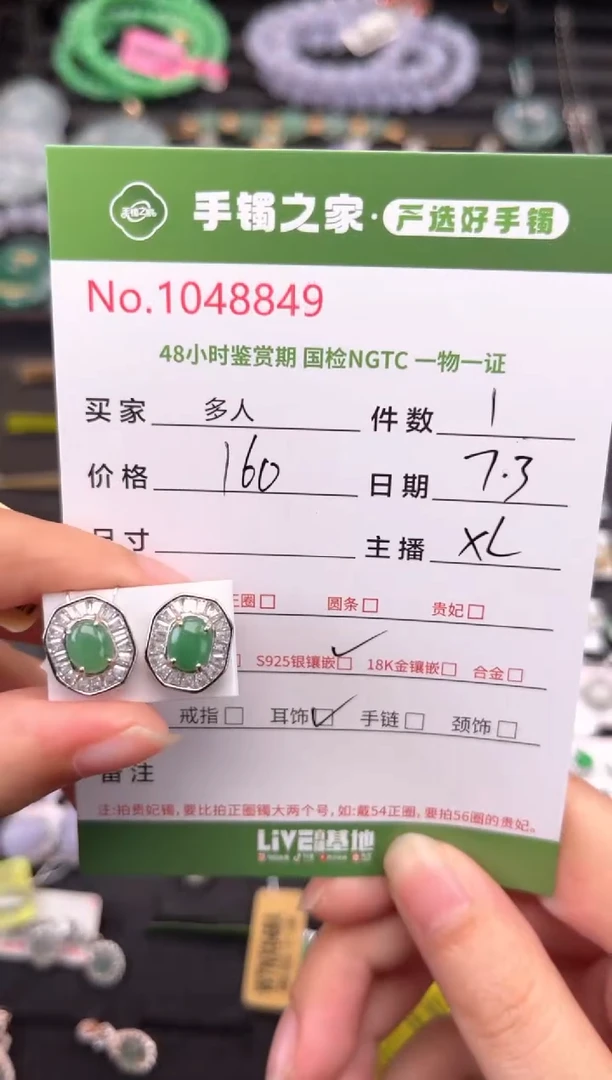 翡翠银S925镶嵌耳饰多人