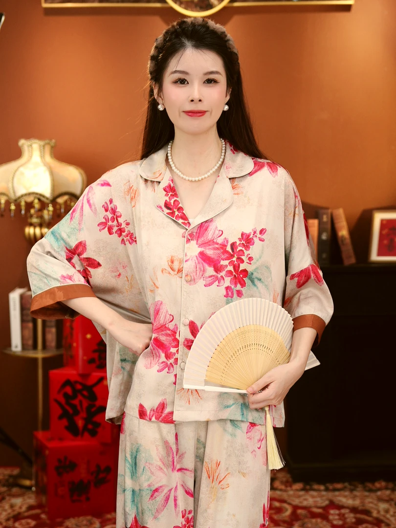 【橙橙轻奢】睡衣套装气质女士休闲时尚小翻领家居服BYR