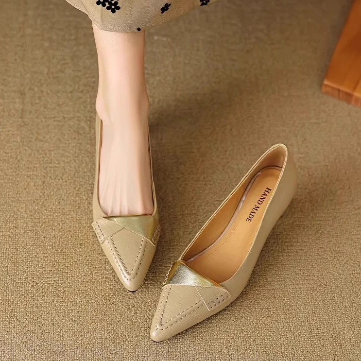 羊皮断码清仓真皮单鞋女2024春秋新款法式尖头高跟鞋细跟小皮鞋