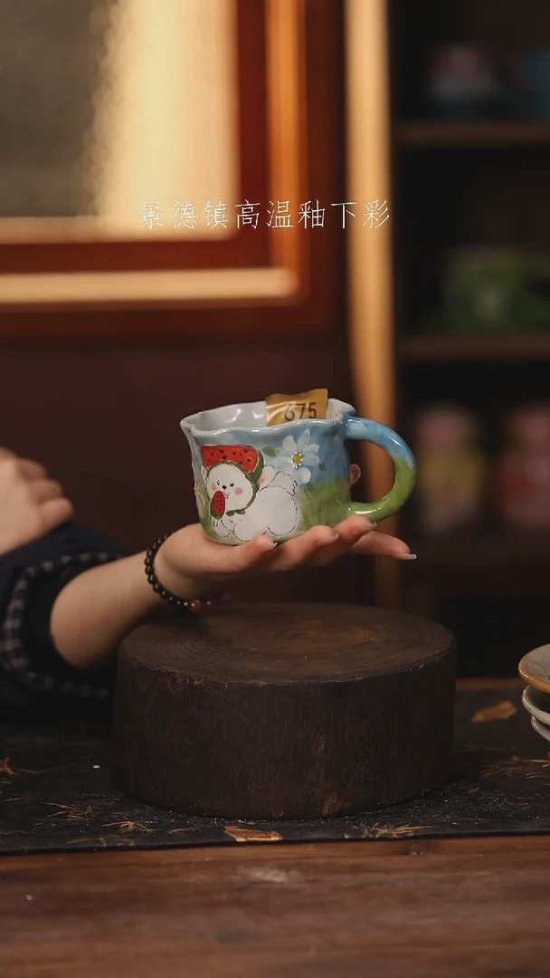 陶瓷景德镇高温釉下手绘陶瓷@L675@
