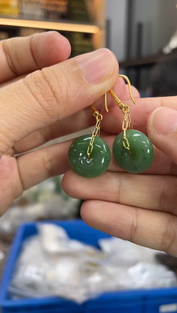 和田玉银S925镶嵌耳饰多样性发一件