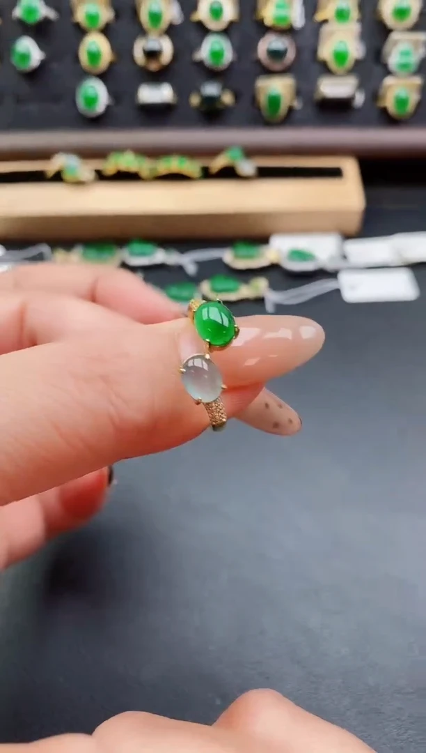 银S925镶嵌戒指翡翠1