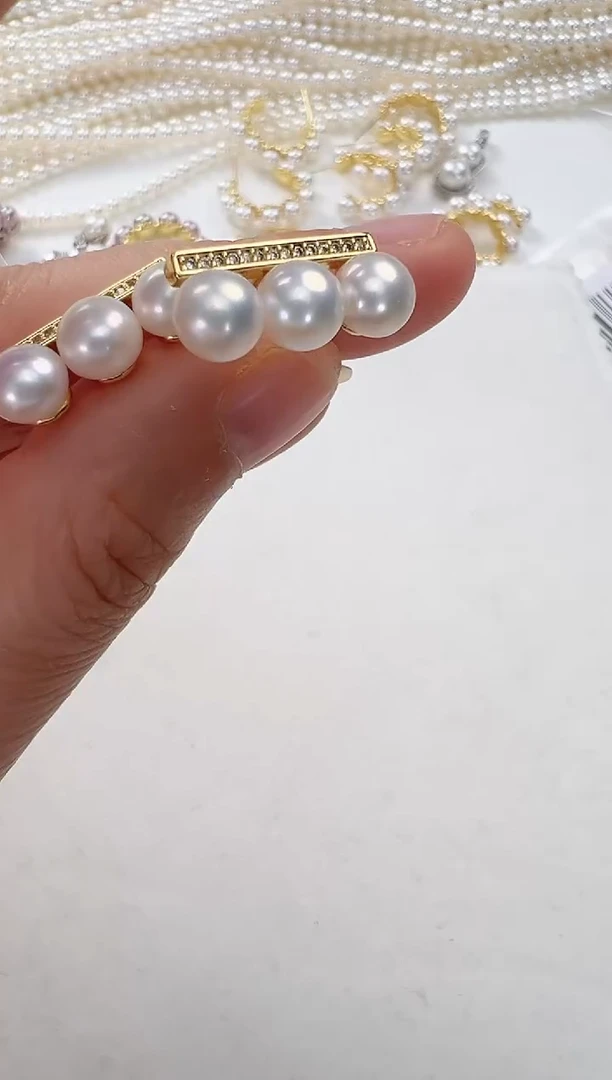 【闪购商品】淡水珍珠耳饰合金金色平衡木