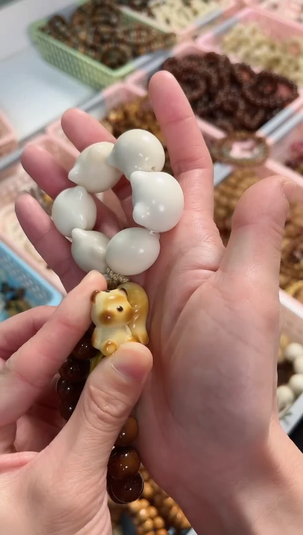 【闪购商品】菩提根/象牙果手串 象牙果白猫头搭配小熊手捻