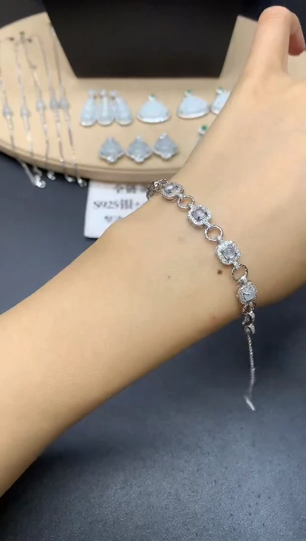 银S925镶嵌手链翡翠蛋面【多样性发其一】