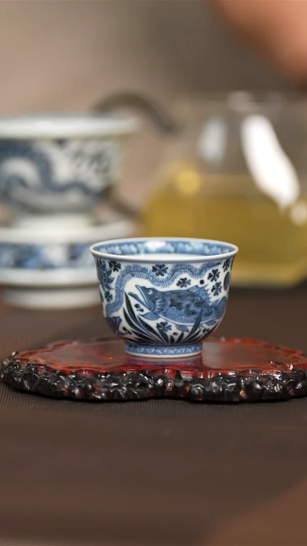 景德镇纯手工纯手绘 鱼藻单杯  容量80