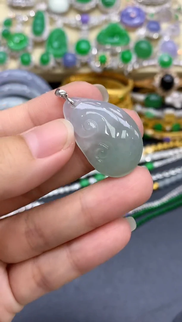 颈饰18K金镶嵌翡翠121-中国好珍宝