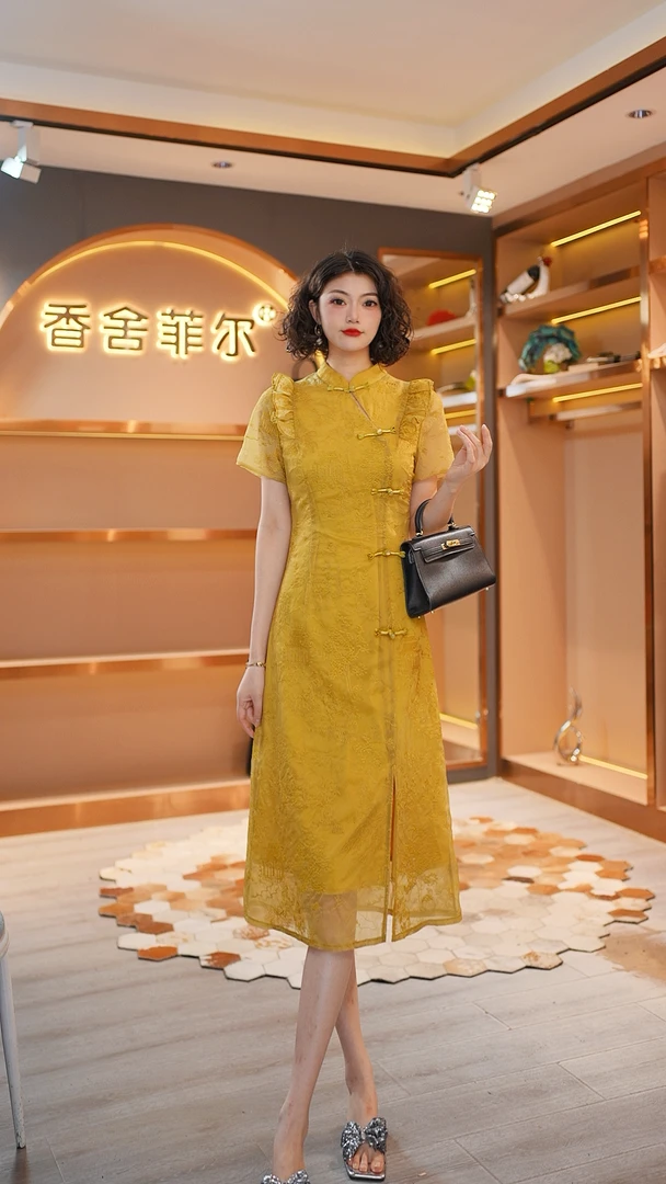 【香舍菲尔】86630高级感优雅气质修身法式收腰显瘦轻奢连衣裙-佩