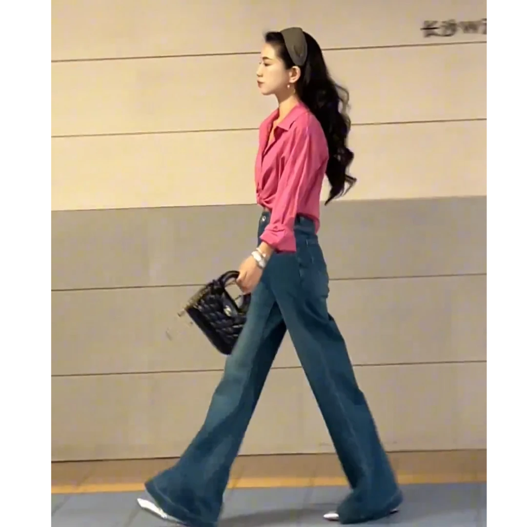 2025夏季新款时尚简约百搭通勤气质宽松设计感上衣牛仔裤两件套