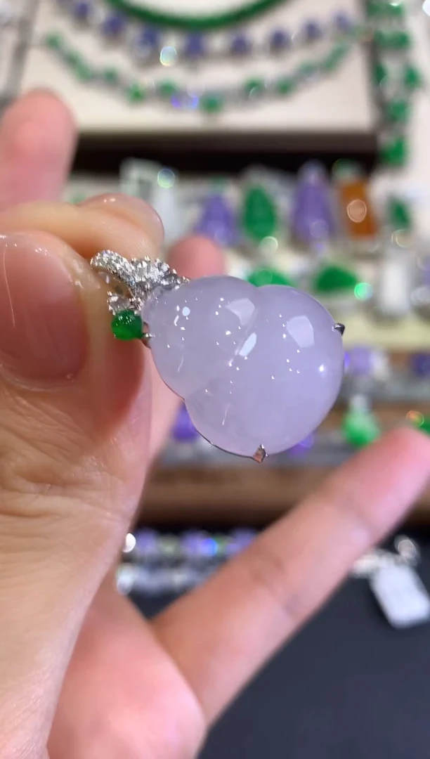 吊坠(不含链)18K金镶嵌翡翠w1 紫货有色差