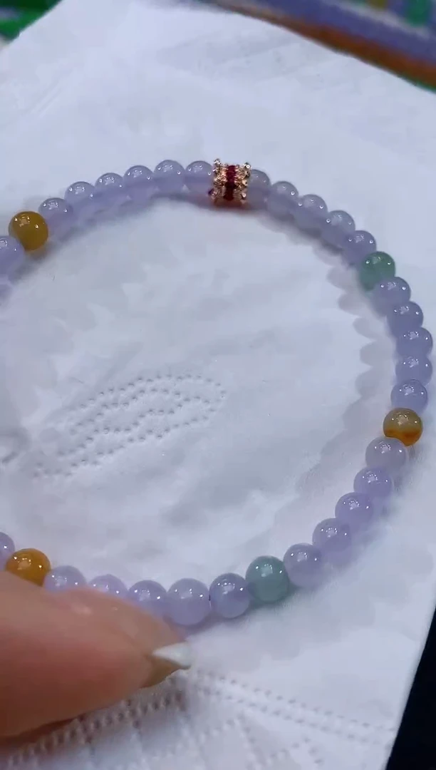 未镶嵌手串翡翠D6 紫货有一定色差