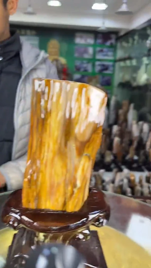 缅甸天然树化玉摆件