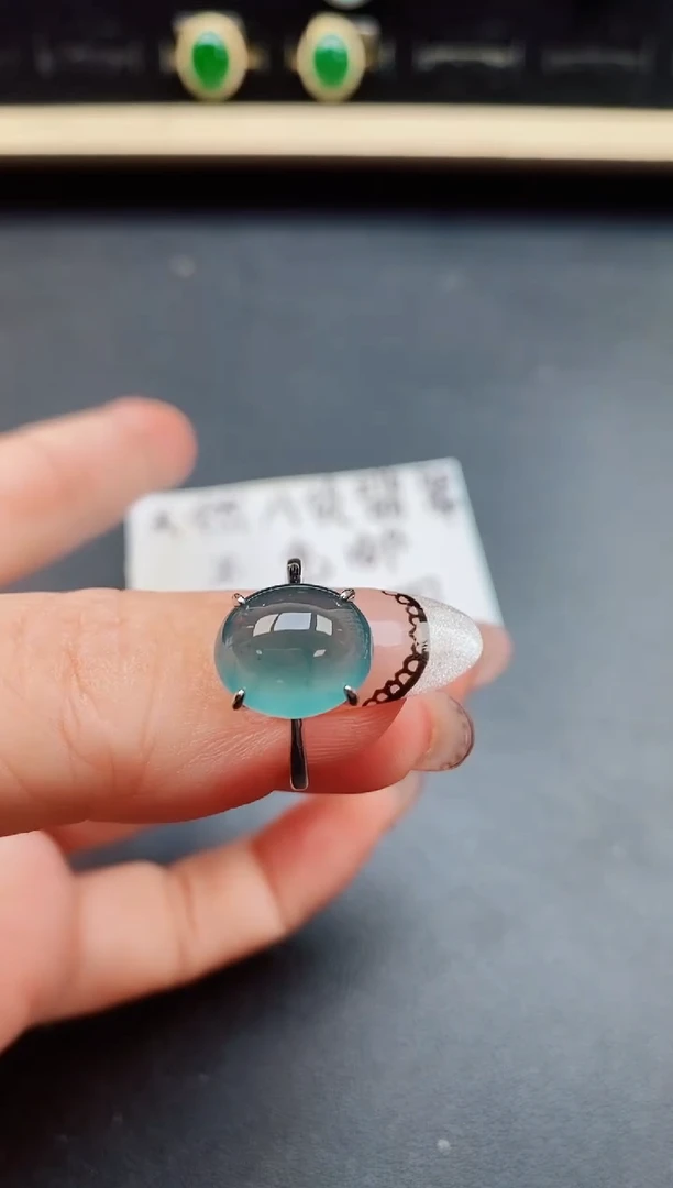 翡翠戒指银S925镶嵌50805