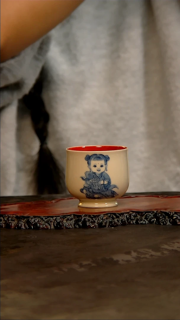 【闪购商品】青花手绘童子主人杯