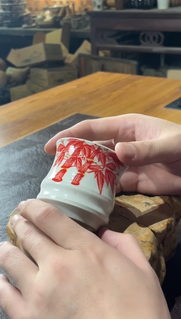 21号竹节杯纯手工磁州窑嘎嘎好