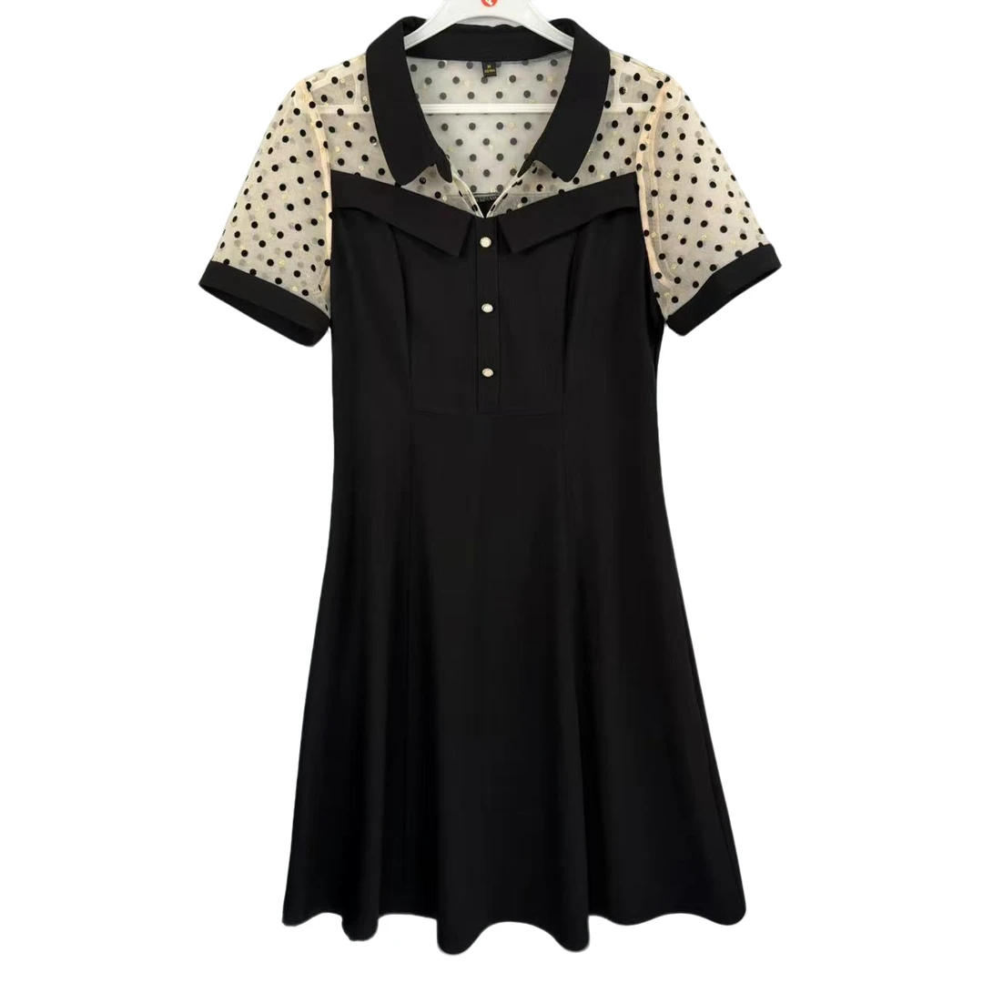 【JX599假两件波点】2025百搭洋气款夏季短袖中长款连衣裙