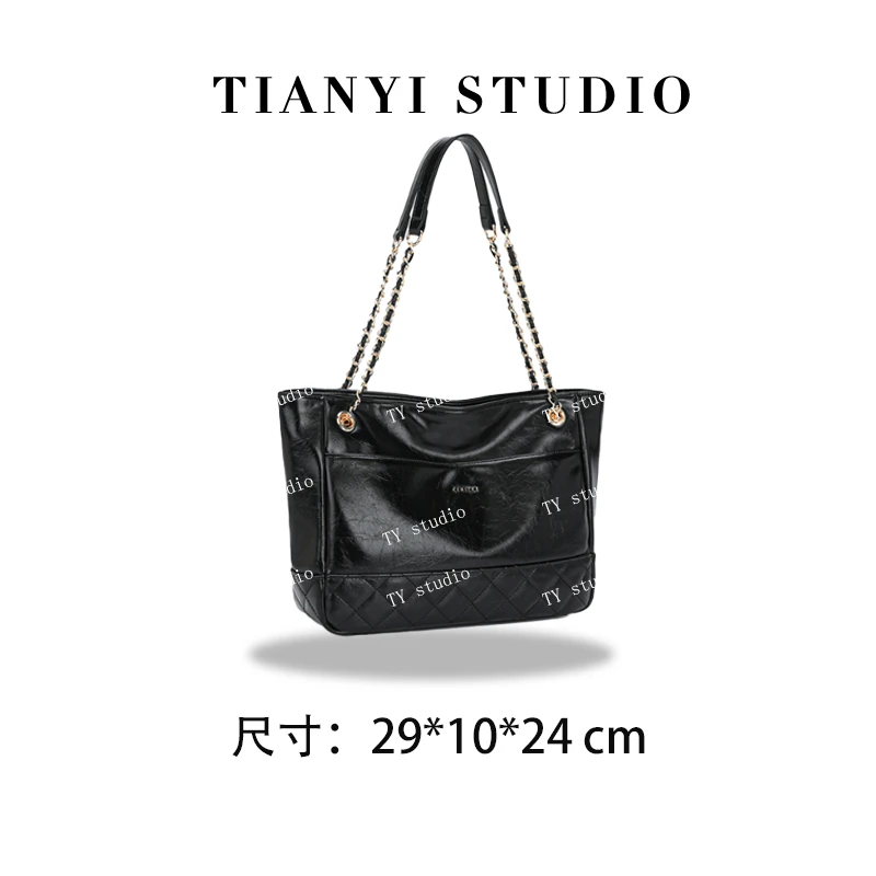 【TY】QYX-9856-黑色 轻奢高级单肩斜跨韩版链条女包包