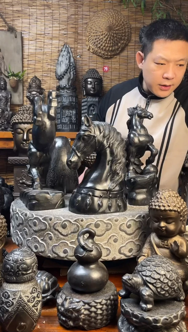 石材30马头天然青石雕刻