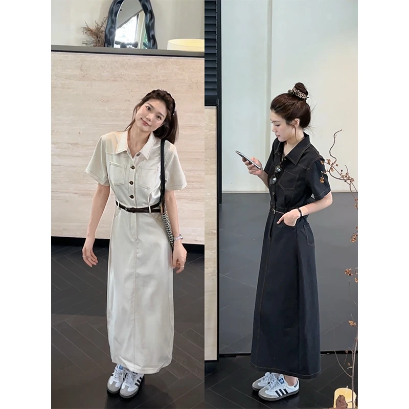 亚麻连体裙/加长老钱风巨巨巨收腰显瘦连体裙 SU154