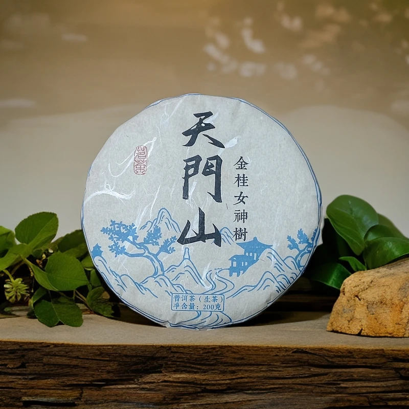 2021年天门山金桂女神树古树高杆普洱生茶饼200克F38号