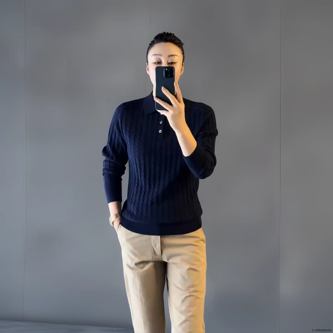 轻奢时尚秋冬新款男士长袖商务保暖气质针织POLO衫轻奢休闲毛衣潮