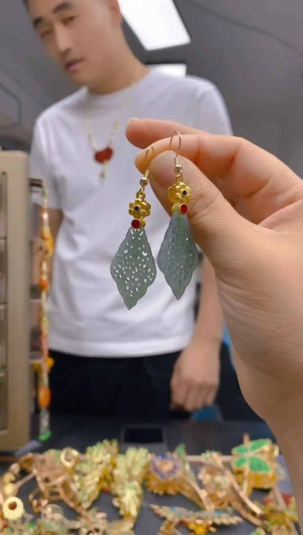 【闪购商品】翡翠耳饰合金0163翡翠耳钩