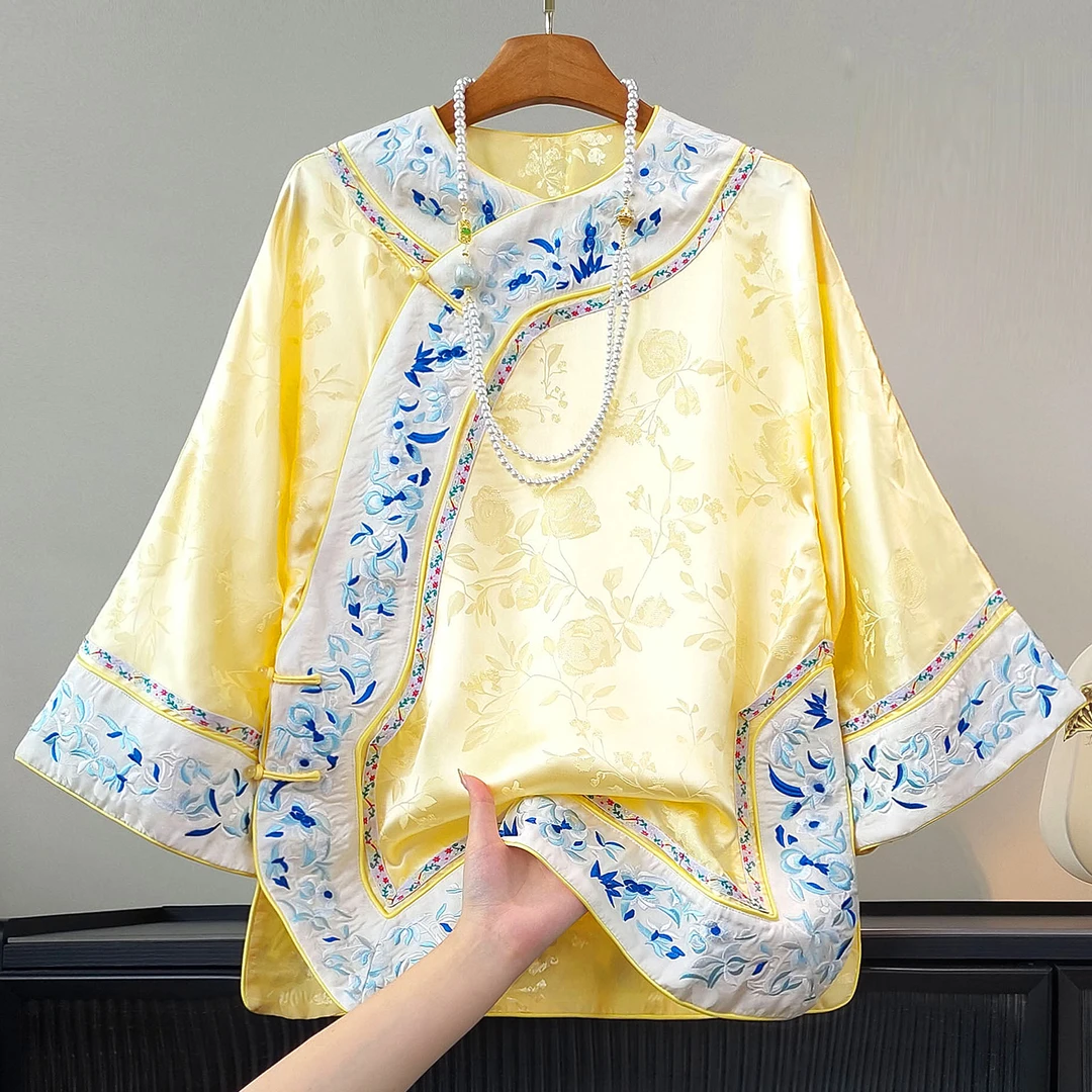 黄色复古改良新中式汉服女唐装上衣