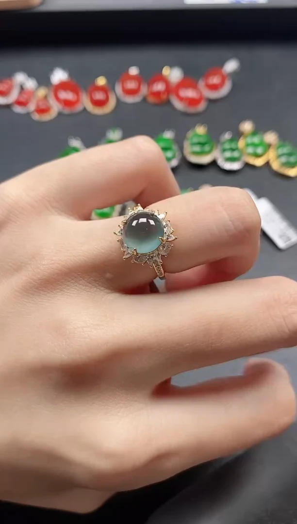 银S925镶嵌戒指翡翠51511