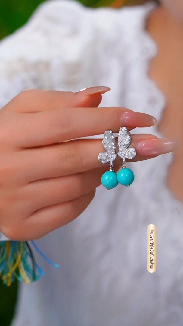 银S925镶嵌绿松石耳环多样性发一件