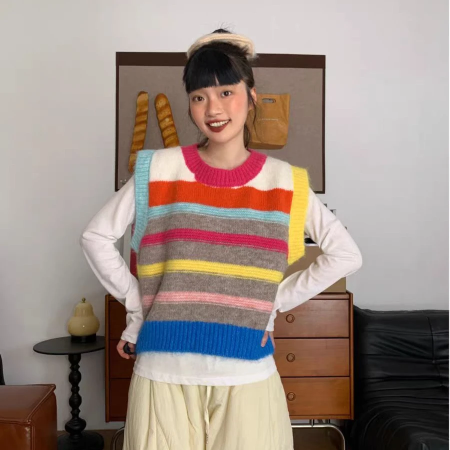 【彩虹】韩系休闲时尚百搭网红韩版马甲27236