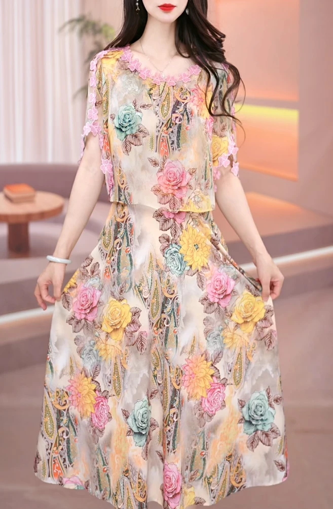 夏季洋气气质时尚百搭遮肚显瘦连衣裙女款A80