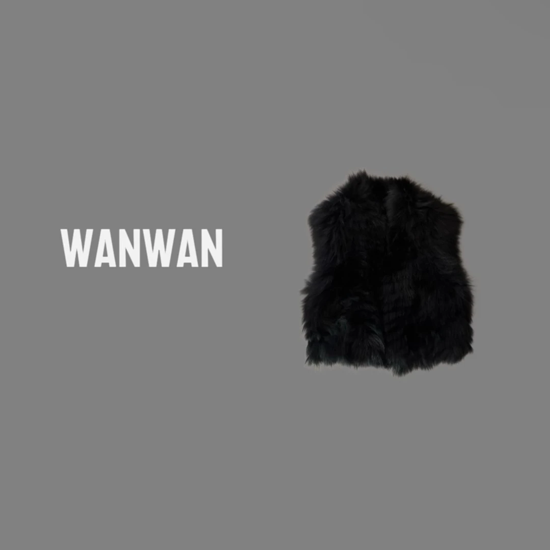 WANWAN皮草马甲背心外套D4PC6337