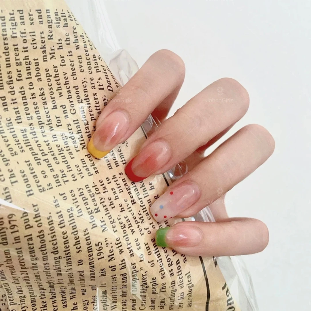 JohonGirls'/琴岛小嫚【气质夏日】法式波点短款手工穿戴甲显白美甲