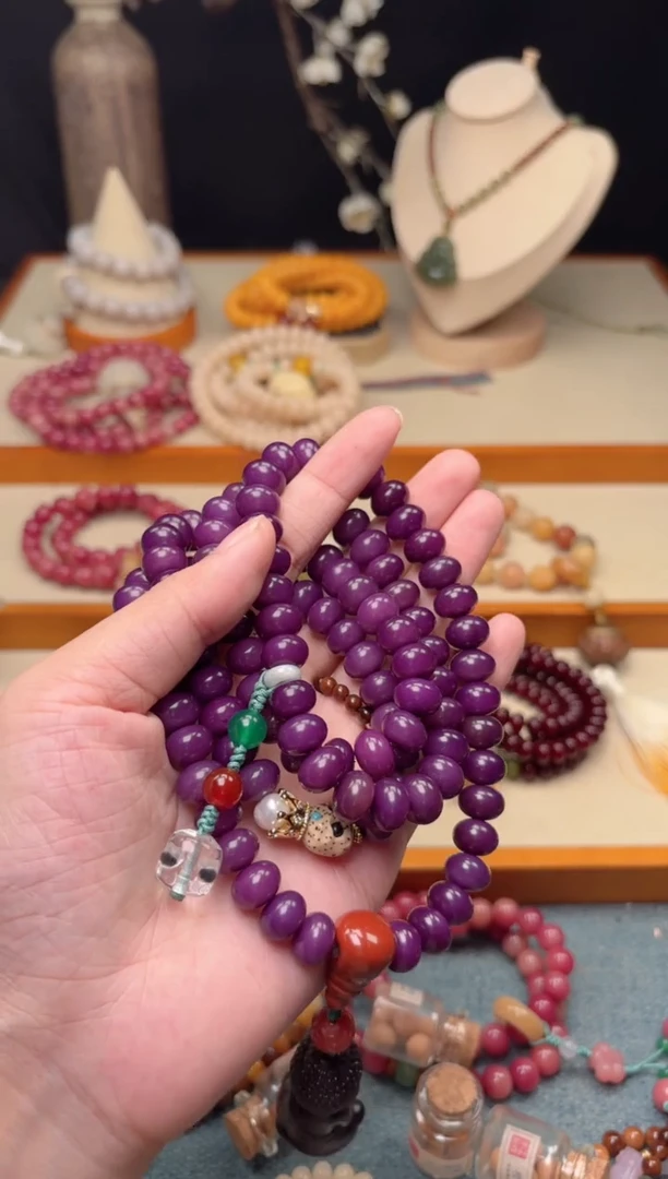 手串白玉菩提紫108 宝宝F