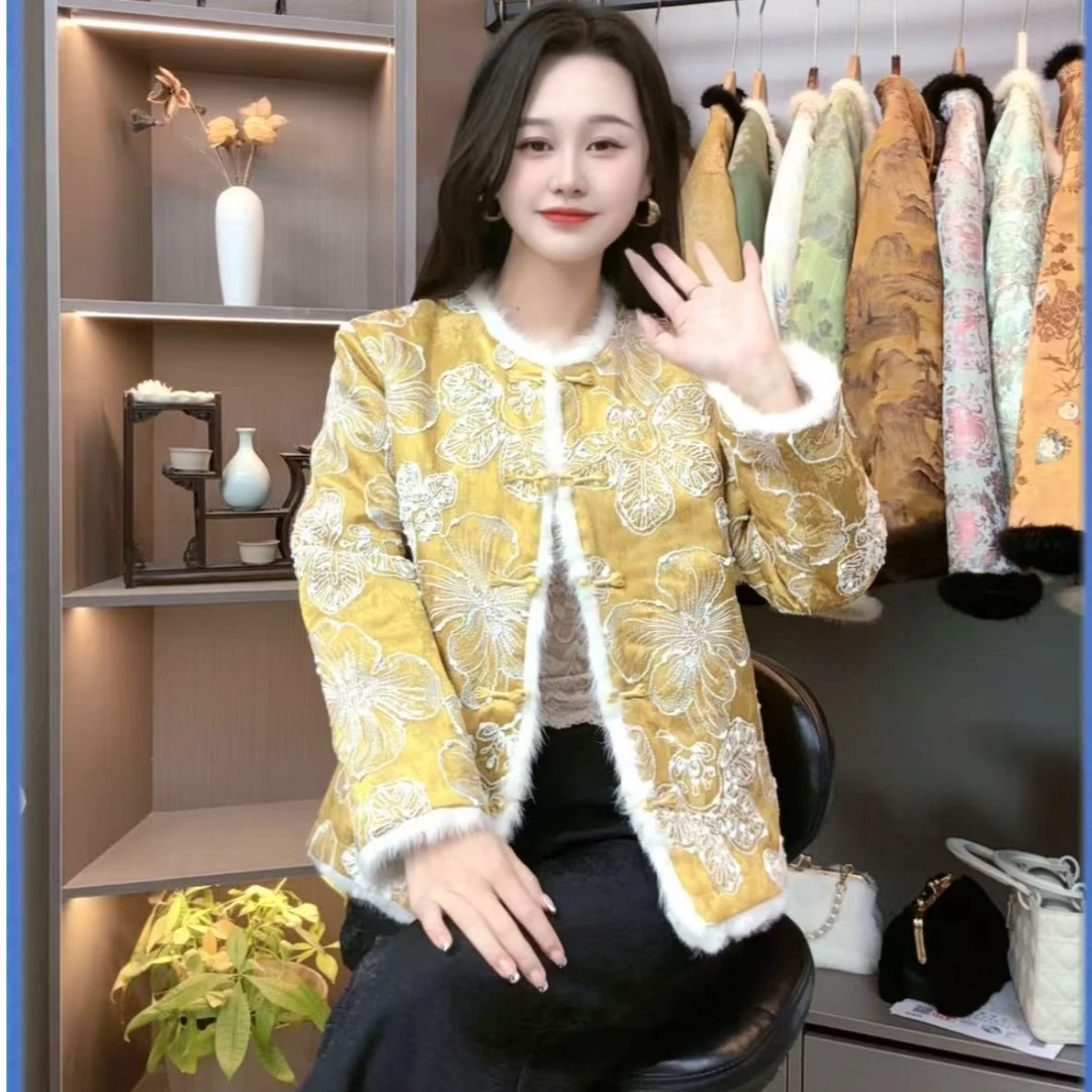 新款气质国风保暖两面穿水貂皮毛一体加厚冬季柔软保暖S017