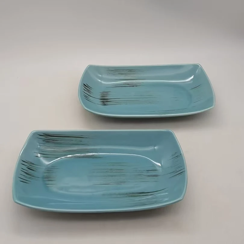 6879 翘脚长盘2个（长24.5，宽14，高3.5）陶瓷餐具B33