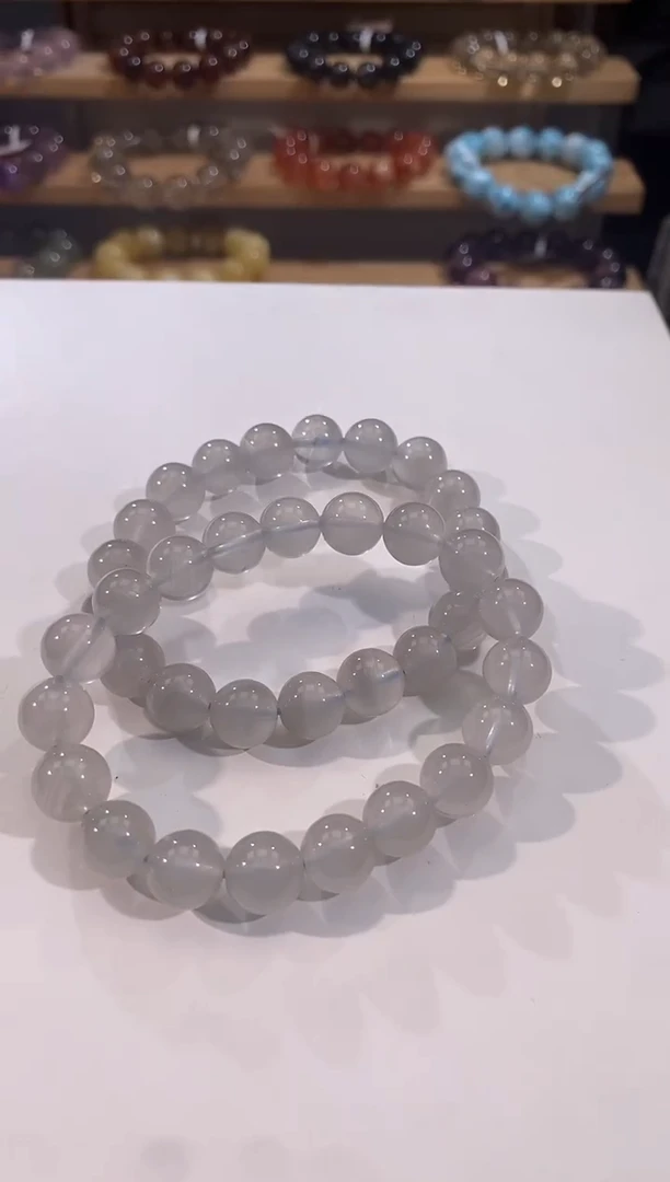 水晶手链未镶嵌灰兔毛手链10mm多样性发一