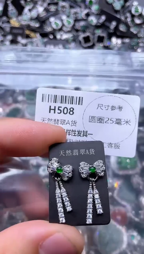 【闪购商品】翡翠颈饰未镶嵌H508耳钉