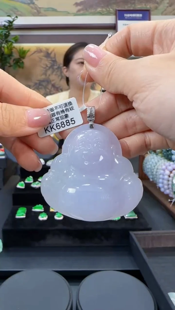 颈饰18K金镶嵌翡翠KK6885佛公