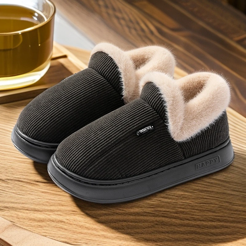 中老人棉鞋冬季居家外穿包跟加绒加厚室内保暖厚底防滑男女士棉鞋