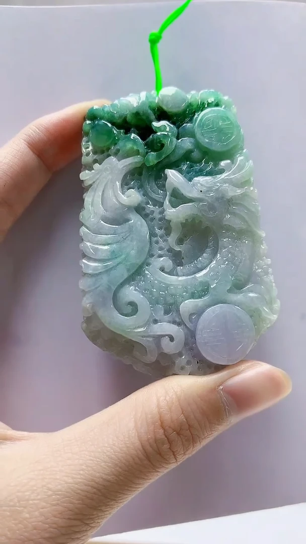 未镶嵌定制翡翠4868zm-毛货挂件龙凤77