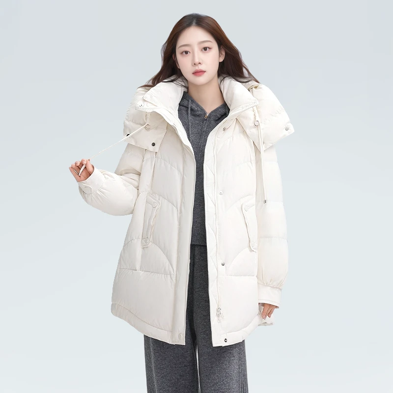 UXP冬季中长款连帽羽绒服UHF211496G