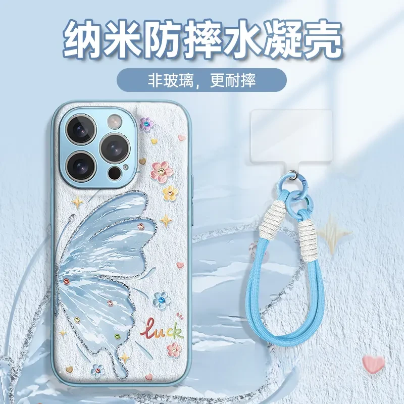 适用于苹果16华为OPPO小米VIVO高颜值创意LJ闪粉水凝手机壳AM0201